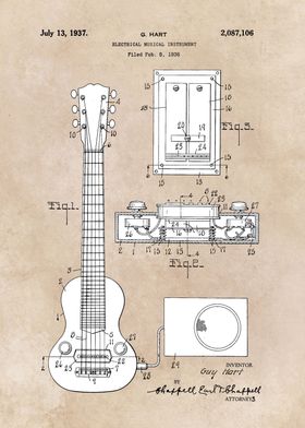 patent art Hart Electrical musical instrument 1937