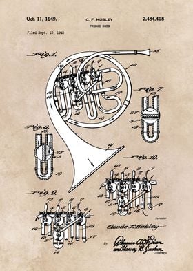 patent art Hubley French horn 1949