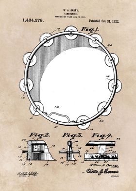 patent art Barry Tambourine 1922