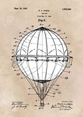 patent art Upson Balloon 1925