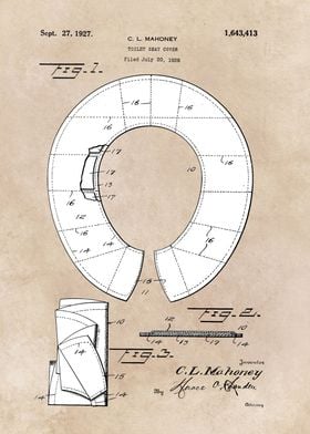 patent art Mahoney Toilet seat cover 1927