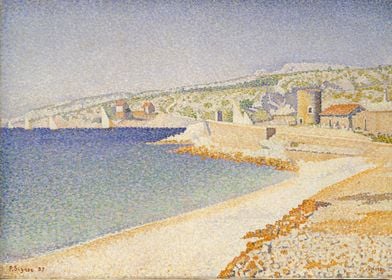 Paul Signac - The Jetty at Cassis, Opus 198,  1889, oil ... 