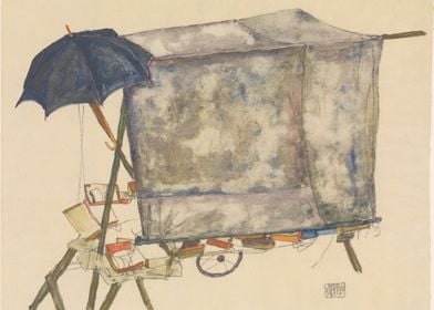 Egon Schiele - Street Cart, 1914, watercolor, gouache,  ... 