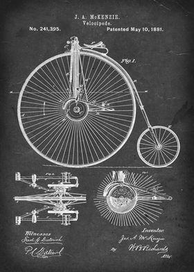 Velocipede - Patent #241,395 by J. A. McKenzie - 1881