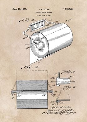 patent art Allen Toilet paper holder 1933