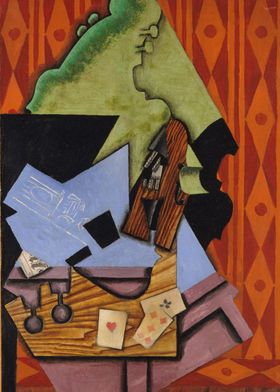 Juan - Violin and Playing Cards on a Table, 1913, oil o ... 