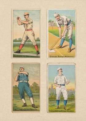 Collage of vintage baseball cards, 1887