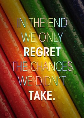 IN THE END WE ONLY REGRET THE CHANCES WE DIDN’T TAKE.