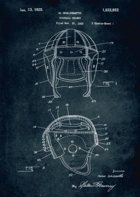 No101 - 1922 - Football Helmet - Inventor H. Goldsmith ... 