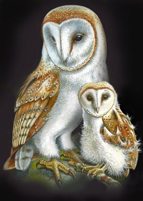 Barn Owl with chick