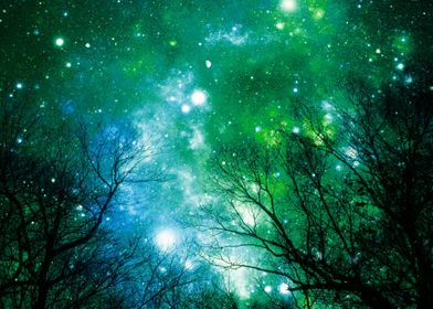 Mysterious turquoise & green nebulous space behind star ... 