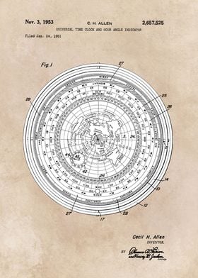 patent art Allen Universal time clock and hour angle in ... 