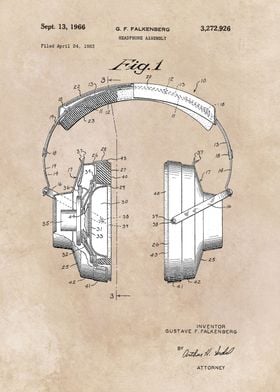 patent art Falkenberg Headphone assembly 1966