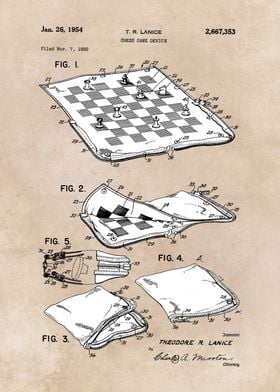 patent art Lanice Chess Game device 1954