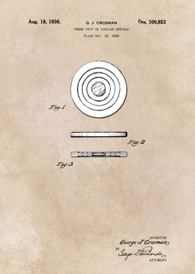 patent art Crosman Poker chip or similar article 1936