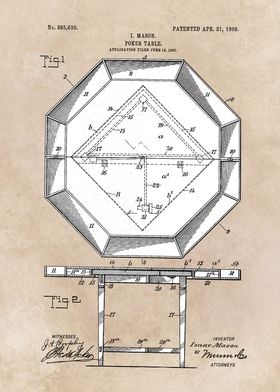 patent art Mason Poker Table 1908