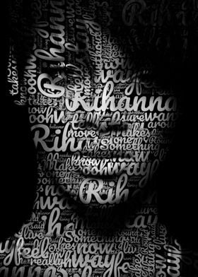 Rihanna portrait made with lyrics