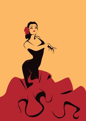 Edged graphic art with Flamenco dancer in  impressive   ... 