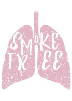 A pair of pink, healthy  lungs with the text smoke free ... 