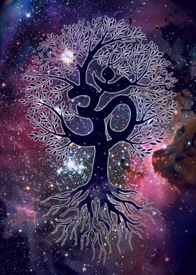 Om, Tree of Life poster for yoga meditation room.