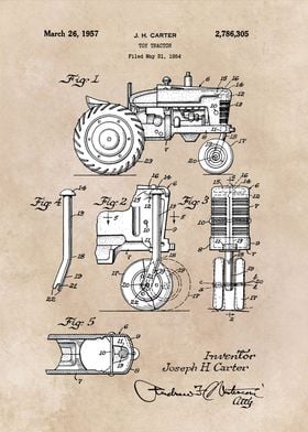 patent art Carter Toy tractor 1957