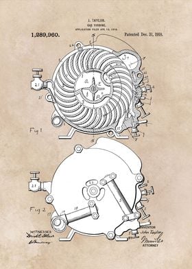 patent art Taylor Gas turbine 1918