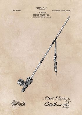 patent art Speirs Indian peace pipe 1903