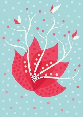 Beautiful vector illustration of an abstract pink flowe ... 