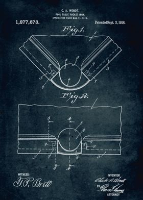 No180 - 1918 - Pool table pocket iron - Inventor C. A.  ... 