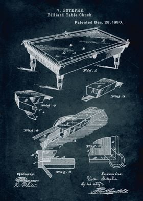 No184 - 1880 - Billiard table chuck - Inventor V. Estep ... 