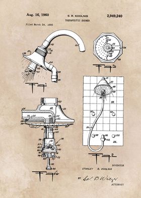 patent art Koolnis Therapeutic shower 1960