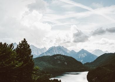 Alpsee mountain lake in th