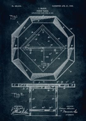 No222 - 1907 - Poker table - Inventor I. Mason