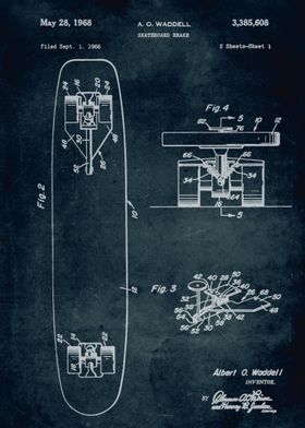 No233 - 1966 - Skateboard brake - Inventor A. O. Waddel ... 