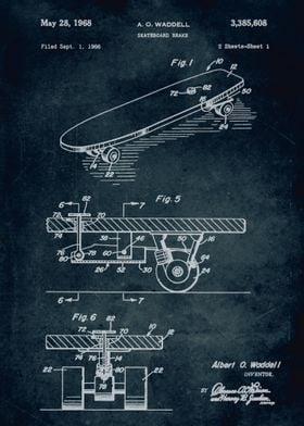 No234 - 1966 - Skateboard brake - Inventor A. O. Waddel ... 