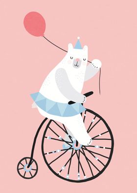 Cycling pink bear