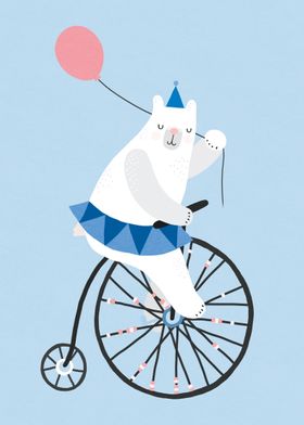 Cycling blue bear