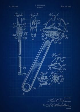 Wrench - Patent #1,133,236 by K. Peterson - 1915