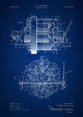 Rotary Engine - #1,042,018 by W.G. Macomber - 1912