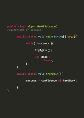 Programmer poster "Algorithm of Success" in java
