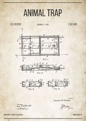 Animal Trap U.S. Patent #1,167,493
