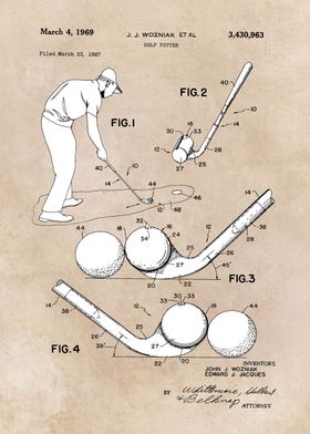 patent art Wozniak Golf putter 1969