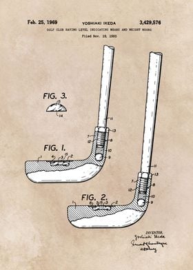 patent art Ikeda Golf Club having level... 1969