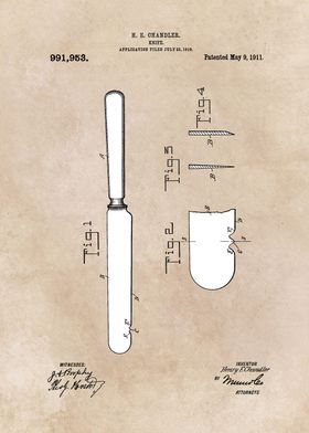 patent art Chandler Knife 1911