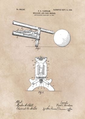 patent art Farnham Billiard and pool bridge 1908