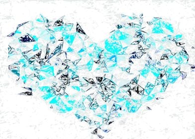 blue heart shape abstract with white abstract back