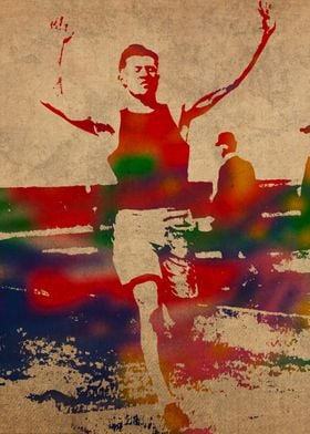 Jim Thorpe American Athlete Watercolor Portrait