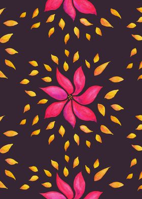 Abstract whimsical illustration of a pink flower a