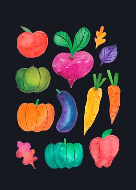 Watercolor veggies