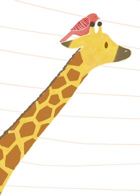 Giraffe and bird